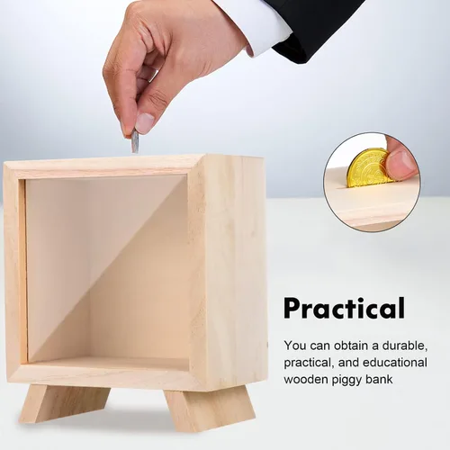 Miniatura 4 de Alcancía transparente para adultos y niños, alcancía de madera para niñas y niños, colorida hucha para ahorrar dinero, hucha grande irrompible