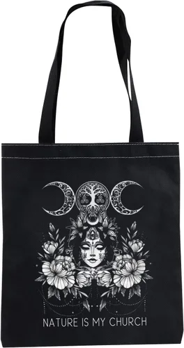 CMNIM Regalos de bruja, accesorios de brujería, bolsa de mano Nature Is My Church Witch Stuff para Halloween, Wicca y hermana pagana, regalo Bolso