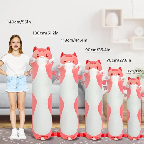 Miniatura 3 de Caaaat Almohada larga de felpa con forma de gato – Lindo animal de peluche suave, almohada extra larga para acurrucarse, regalo para niños y niñas
