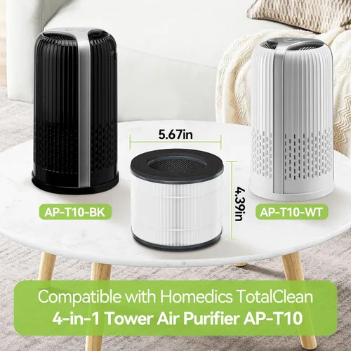 Miniatura 4 de AP-T10FL Filtro de repuesto apto para Homedics compatible con los modelos de purificador de aire HoMedics TotalClean AP-T10-BK y AP-T10-WT filtro