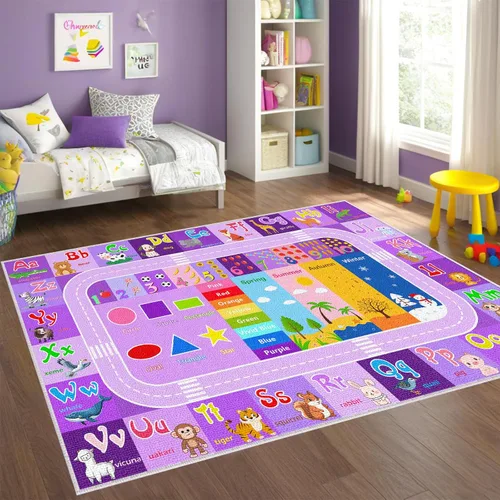 Miniatura 8 de BATATADOCE Alfombra de alfabeto para salón de clases - Alfombras ABC para sala de juegos de niños, alfombra educativa para aprender el alfabeto
