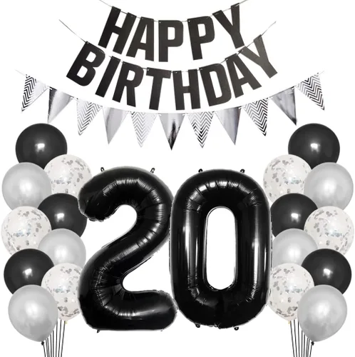 Miniatura 18 de Juego de decoraciones de fiesta de cumpleaños número 15 para niñas, niños, mujeres y hombres, pancarta negra con letras de feliz cumpleaños