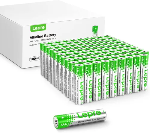Lepro - Paquete de 100 pilas AAA, pilas triple A con potencia ultra duradera – Alto rendimiento, 1.5V a prueba de fugas, pilas alcalinas AAA