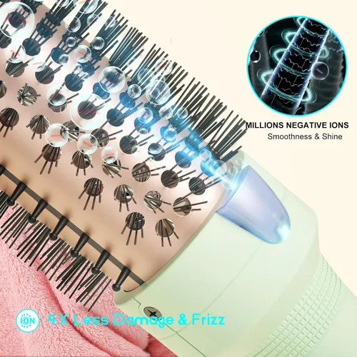 Miniatura 4 de K&K Cepillo 40, cepillo térmico para aspecto de soplado, cepillo redondo iónico de 1 1/2 pulgadas que hace que el cabello sea más suave, cepillo
