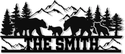 Miniatura 13 de Letrero personalizado de metal con diseño de oso, cartel colgante de oso para porche al aire libre, valla de pared con nombre personalizado, patio