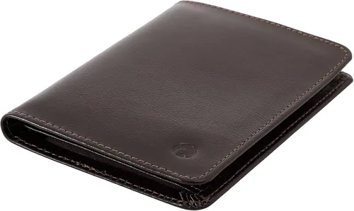 Miniatura 3 de Cartera delgada de piel minimalista con bolsillo frontal con bloqueo RFID tamaño pequeño 620, Café