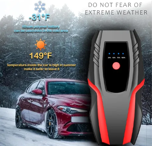 Miniatura 5 de Paquete de arranque automático de 12 V con compresor de aire, corriente máxima 2000a, cargador de batería de litio para automóvil, bomba de aire