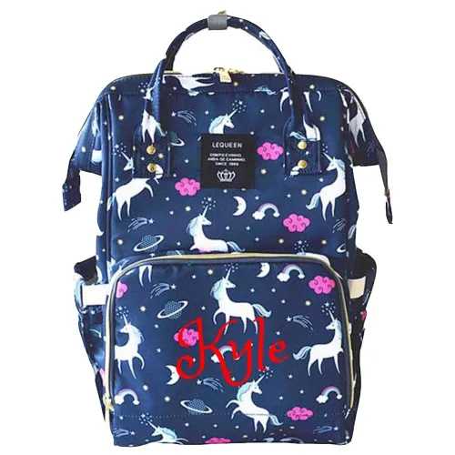 Miniatura 3 de Bolsa de pañales grande personalizada, bolsa de mano, mochila - Monograma personalizado bordado para bebé/bolsa de bebé (negro)