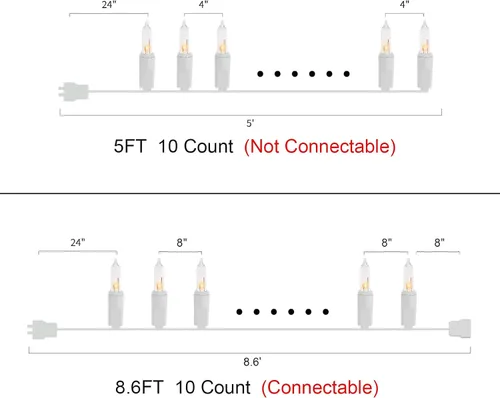 Miniatura 2 de MULTI-SPARKING Luces de Navidad de 5 pies con 10 bombillas, luces de extensión clásicas transparentes incandescentes mini, cable blanco, blanco