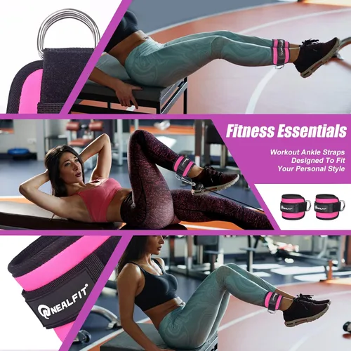 Miniatura 5 de NEALFIT Ankle Strap for Cable Machine, Gym Ankle Cuff for Kickbacks, Leg Extensions, Glute Workouts, Booty Hip Abductors Exercise for Women and Men