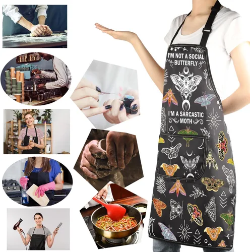 Miniatura 6 de MBMSO Delantal de polilla de cabeza de la muerte, regalos celestiales para los amantes de la polilla I'm Not a Social Butterfly Goblincore Gifts