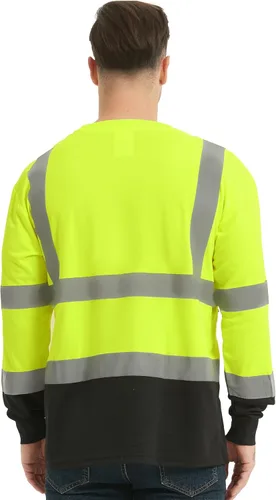 Miniatura 5 de ProtectX Camisas de manga larga de alta visibilidad, camiseta de seguridad reflectante de alta visibilidad para hombres y mujeres, camisa
