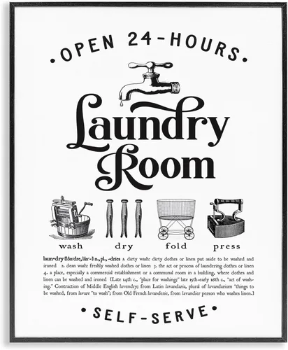 Miniatura 21 de Stupell Industries Guía de Símbolos de Lavandería Tipografía Beige 11 x 14 Negro medianoche