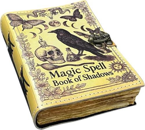 Miniatura 13 de Libro de hechizos en blanco de sombras, diario de grimorio, diseño de gato mágico, suministros de brujería, cuaderno Wiccan hecho a mano, vintage