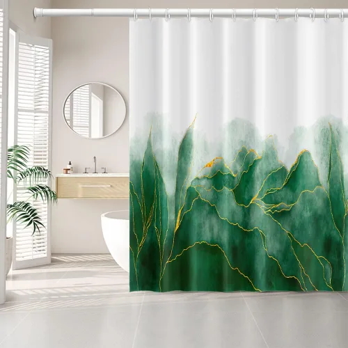 Miniatura 17 de Cortinas de ducha botánicas verdes de 36 x 72 pulgadas, hojas de eucalipto naturales de primavera para minimalismo moderno, decoración de baño, tela