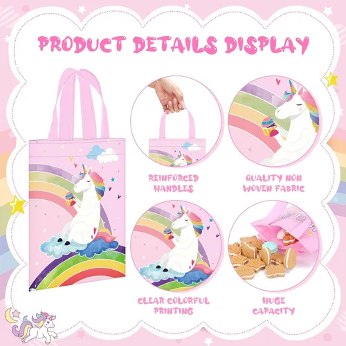 Miniatura 3 de Faccito 24 bolsas de regalo de cumpleaños, bolsas de regalo de cumpleaños, bolsas de dulces, bolsa de golosinas coloridas, bolsa de regalo no tejida