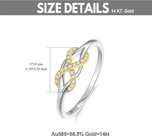 Miniatura 7 de SISGEM Anillo infinito de oro macizo de 14 quilates, símbolo de nudo de amor celta, anillo de diamantes naturales para siempre, anillo de promesa