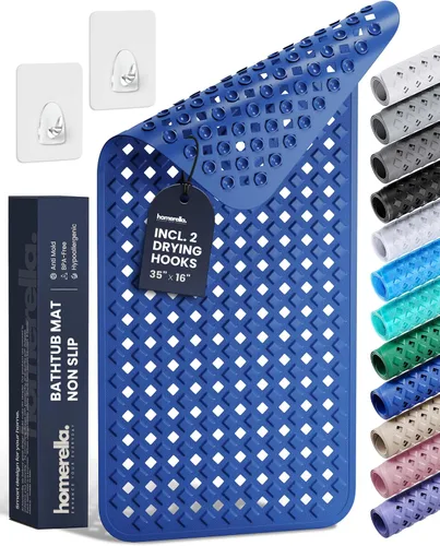 Miniatura 16 de Homerella® Alfombrilla de Bañera Antideslizante 35x16, Incl. Ganchos para Secar, Extra Larga, 100% Libre de BPA, Alfombrilla de Ducha Antideslizante