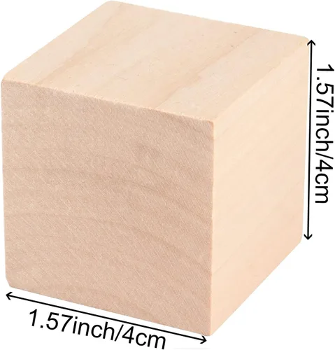 Miniatura 2 de ZOENHOU 60 bloques de madera de 1.5 pulgadas, cubo de madera maciza natural de primera calidad, juego de bloques de madera sin terminar