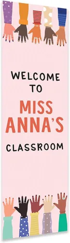 Miniatura 10 de Andaz Press Letrero de bienvenida vertical personalizado para el aula de 13 x 47 pulgadas para profesores, letreros de puerta de aula, letrero