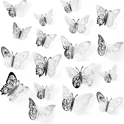 Miniatura 11 de 60 piezas de mariposas 3D para pastel y decoración de pared - 5 estilos, 3 tamaños, púrpura láser