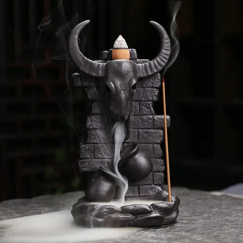 Miniatura 2 de Soporte para Incienso de Cono Cascada – Humo frío que fluye hacia atrás, quemador de incienso con reflujo, fuente de cerámica, soporte único