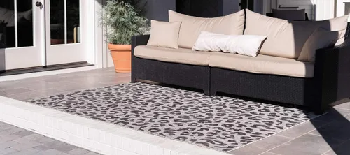 Miniatura 2 de Unique Loom Outdoor Safari Collection Alfombra de área - Leopardo (4 pies 1 pulgada x 6 pies 1 pulgada rectangular, gris claro/gris)