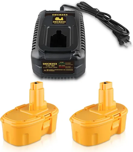VANTTECH Paquete de 2 baterías de repuesto de 4.8Ah DC9096 18V Ni-MH para batería Dewalt de 18 V y cargador DC9310 compatible con herramienta