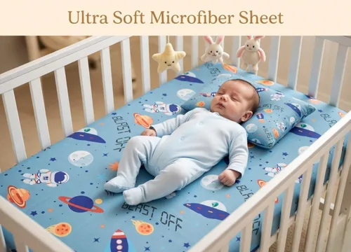 Miniatura 2 de EVERYDAY KIDS Juego de 2 sábanas bajeras ajustadas para cuna de niño, 100% microfibra suave y transpirable, sábana para bebé, se adapta al colchón