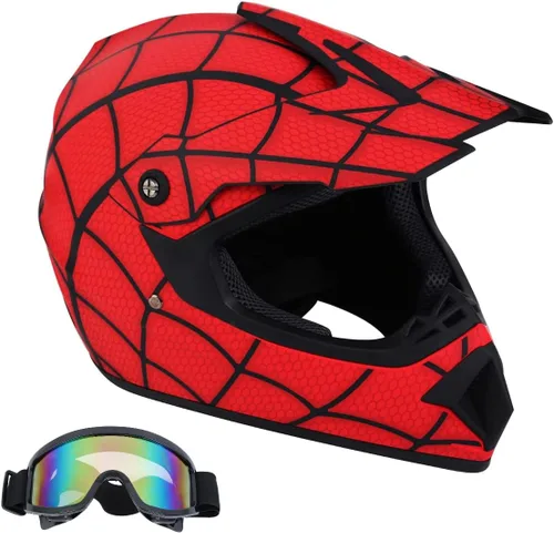 Casco de motocross, casco de motocross, casco todoterreno BMX MX ATV con gafas unisex para jóvenes y niños, aprobado por DOT/FMVSS 218