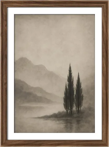 Miniatura 168 de MUDECOR Lienzo enmarcado prémium para pared, pinos nevados en bosque de invierno, ilustraciones modernas, arte contemporáneo, escénico, divertido