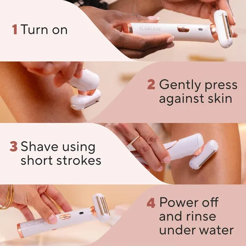Miniatura 7 de Finishing Touch Flawless Legs, Maquinilla de Afeitar Eléctrica para Mujeres, Removedor de Vello de Piernas con Cabezal Pivotante y Luz LED