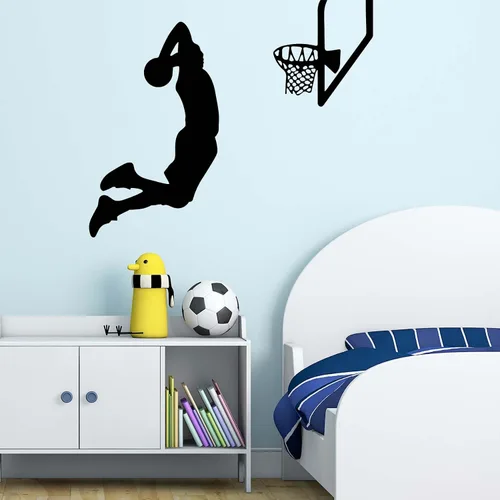 CEYAZYE Calcomanías de pared de vinilo de silueta de jugadores de baloncesto, decoración de baloncesto, decoración de pared, arte de pared,