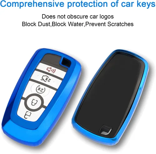 Miniatura 3 de XIYANG TRADE Funda para llavero Ford con llavero, funda para llavero para Ford Explorer Fusion Escape Edge Expedition F150 F250 F350 F450 F550 Azul