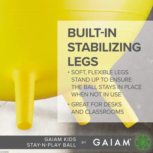Miniatura 3 de Gaiam Kids Stay-N-Play - Pelota de equilibrio para niños, silla escolar flexible, asiento alternativo activo para el aula, patas de estabilidad