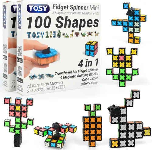 Miniatura 14 de TOSY Spinner Fidget Magnético que Brilla - 16 Bloques, Juguete 3 en 1: Spinner Fidget Transformable, Cubo Infinito/Rompecabezas, Brillante, Rellenos