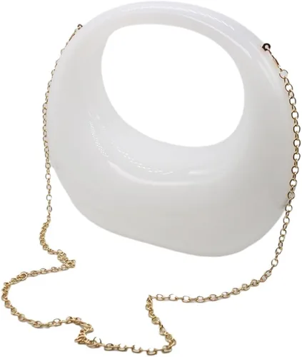 Miniatura 2 de GSYPS Bolso de mano de noche de acrílico con asa superior, bolso Hobo de luna, elegante bolso de mármol para boda, cóctel y fiesta