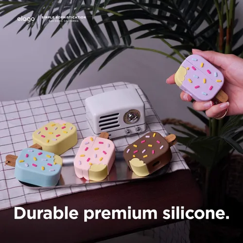 Miniatura 4 de elago - Funda con llavero para audífonos AirPods Pro de Apple en forma de helado. Azul (Arándano)