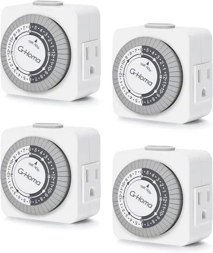 Miniatura 8 de G-Homa Temporizadores para Tomas Eléctricas, Temporizador Mecánico Enchufable para Interiores de 24 Horas, Intervalos de 30 Minutos, Ciclo Diario