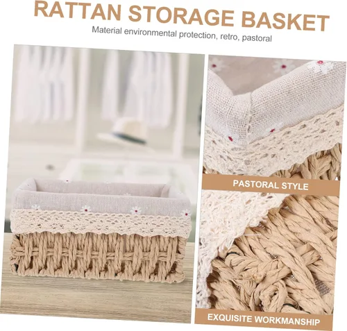 Miniatura 2 de Alipis Elegante juego de cestas de ratán simples para decoración de interiores, organización, lavable, versátil