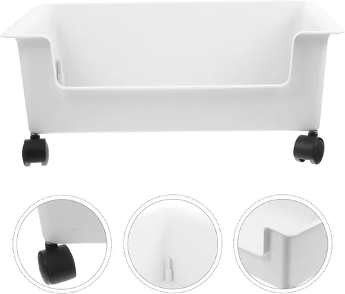 Miniatura 7 de DECHOUS Caja de almacenamiento para libros de escritorio con ruedas, carrito organizador de archivos de plástico, caja de disolay de juguetes