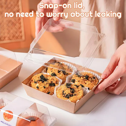 Miniatura 4 de Paquete de 100 cajas de charcutería con tapas transparentes, recipientes cuadrados desechables de 5.5 x 4.9 x 2.4 pulgadas, cajas de postre, cajas