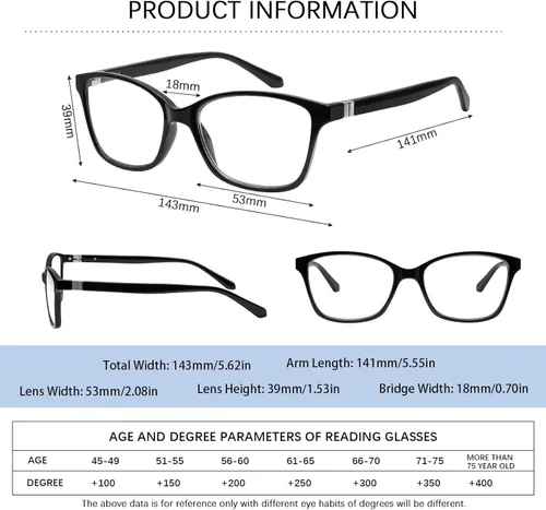 Miniatura 2 de 3 Pack Progressive Multifocus Reading Glasses Blue Light Blocking Multifocal Readers for Women Men with Spring Hinge