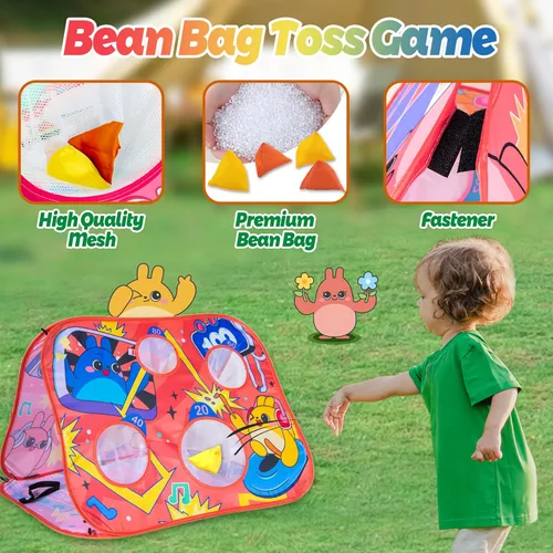 Miniatura 2 de Giant 3 in 1 Bean Bag Toss Game for Kids, Toddler Outdoor Toss Toys for 2 3 4 5 6 7 8 Year Old Boys Girls, Family Party Supplies, Cornhole Party