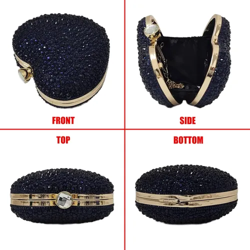 Miniatura 2 de Lindo bolso de mano con forma de corazón, mini amor, corazón, diamantes de imitación, boda, fiesta, mujer