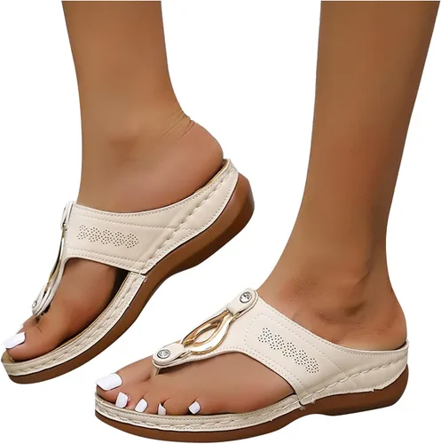 Miniatura 4 de Sandalias cómodas para mujer, sandalias ortopédicas para mujer, pantuflas para caminar con soporte de arco ortopédico sandalias de cuña hueca