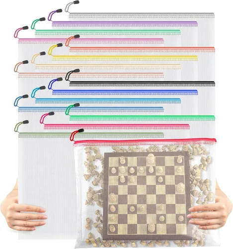 Miniatura 11 de Umriox 5 bolsas de malla con cremallera de 16.9 x 12.4 pulgadas, bolsas con cremallera, extra gruesas, bolsas con cremallera para organizar, bolsas