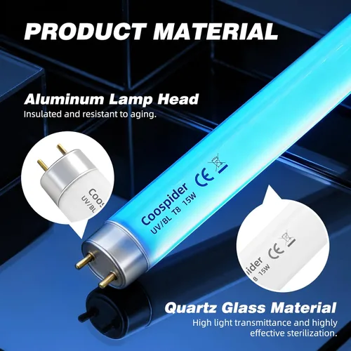 Miniatura 4 de COOSPIDER T8 F1515W U/V BL CFL - Bombilla compacta, tubo recto de repuesto para zapper eléctrico interior de 30 W, tubo de luz azul de 18 pulgadas