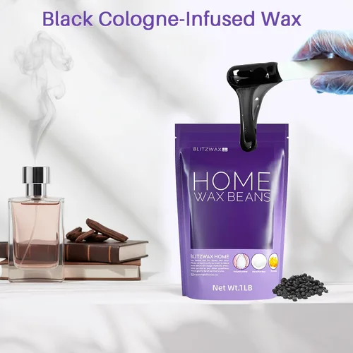 Miniatura 3 de BLITZWAX Cuentas de cera dura para depilación de 1 libra, granos de cera de colonia negra para cabello grueso, cera brasileña para bikini, axilas