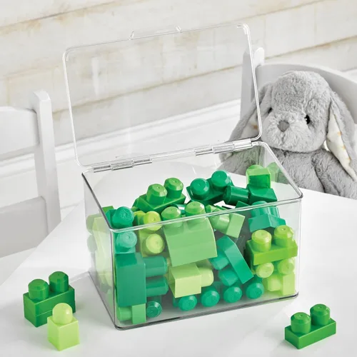 Miniatura 3 de mDesign Juego de 2 cajas de almacenamiento con tapas – Cajas de almacenamiento apilables de plástico para guardería – Práctico juego de cajas